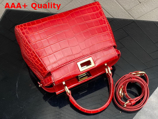 Fendi Peekaboo Mini Red Crocodile Handbag Replica