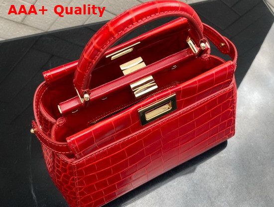 Fendi Peekaboo Mini Red Crocodile Handbag Replica