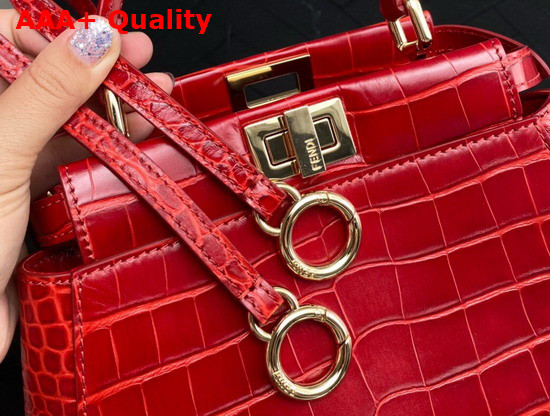 Fendi Peekaboo Mini Red Crocodile Handbag Replica