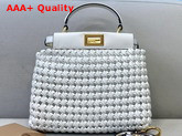 Fendi Peekaboo Mini White Braided Leather Bag Replica