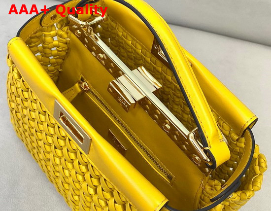 Fendi Peekaboo Mini Yellow Braided Leather Bag Replica