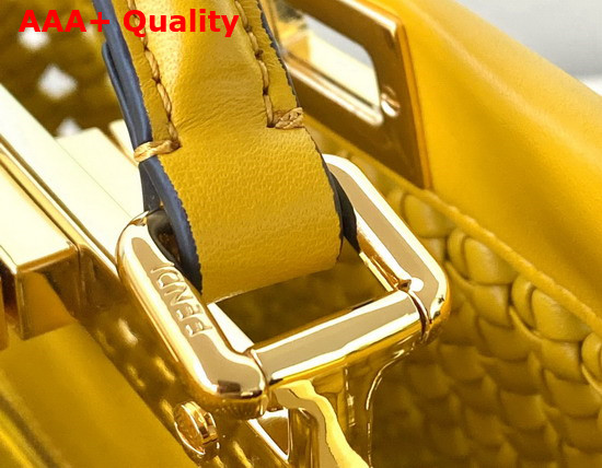 Fendi Peekaboo Mini Yellow Braided Leather Bag Replica