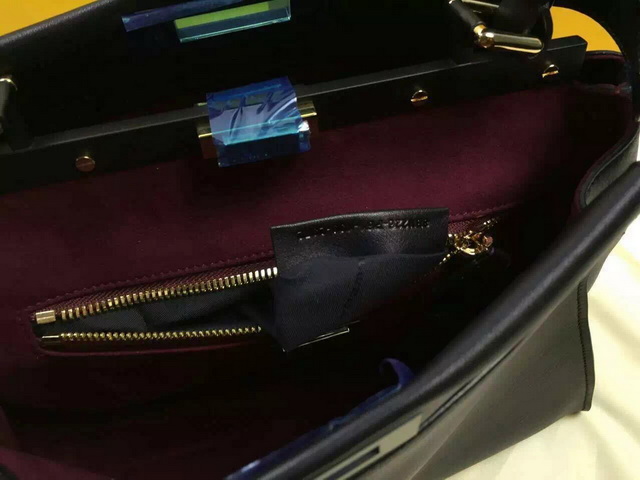 Fendi Peekaboo Regular Bag Black Real Leather for Sale