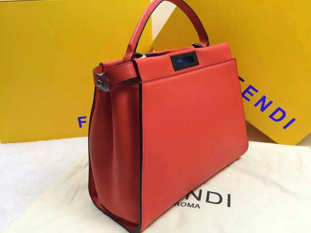 Fendi Peekaboo Regular Bag Red Smooth Calfskin for Sale