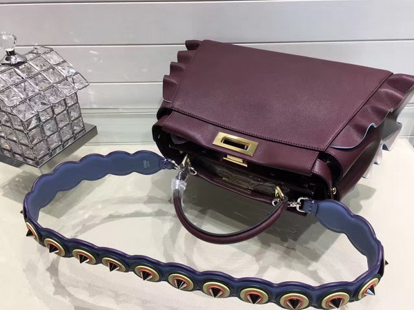 Fendi Peekaboo Regular Bag in Bordeaux with Decorative Border for Sale