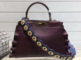 Fendi Peekaboo Regular Bag in Bordeaux with Decorative Border for Sale