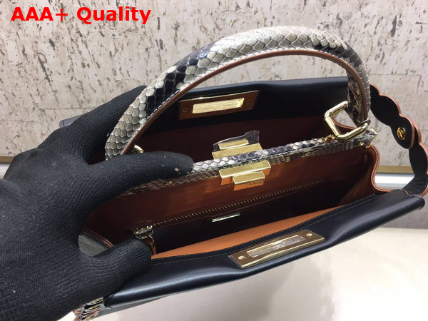 Fendi Peekaboo Regular Exotic Black Leather Bag with Multicolor Grommets Replica