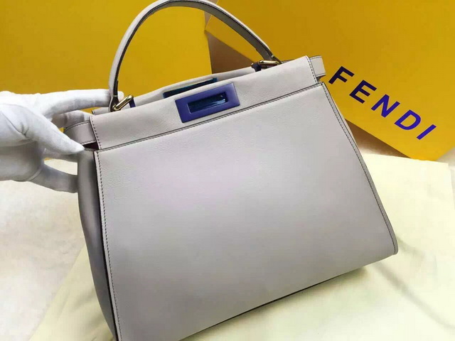 Fendi Peekaboo Regular Handbag Grey for Sale