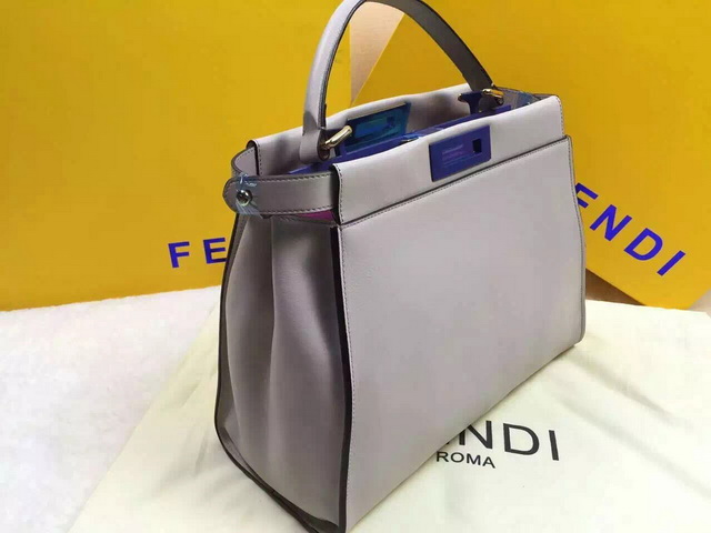 Fendi Peekaboo Regular Handbag Grey for Sale