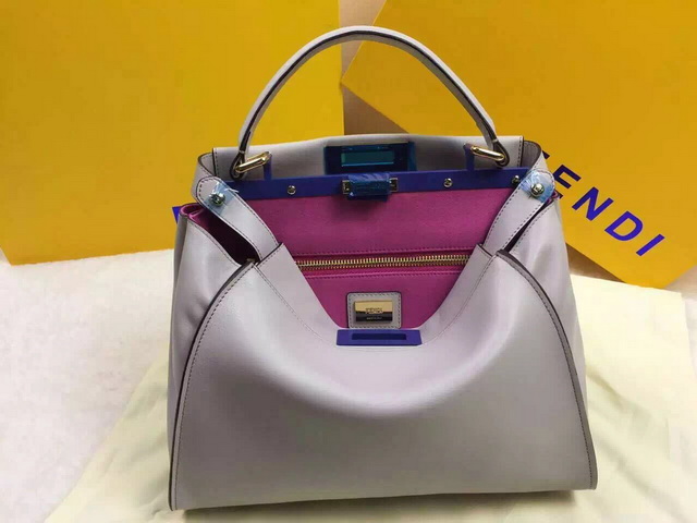 Fendi Peekaboo Regular Handbag Grey for Sale