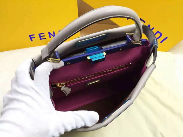 Fendi Peekaboo Regular Handbag Grey for Sale