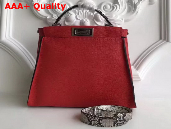 Replica Fendi Peekaboo Selleria Handbag in Red with Python DetailsReplica