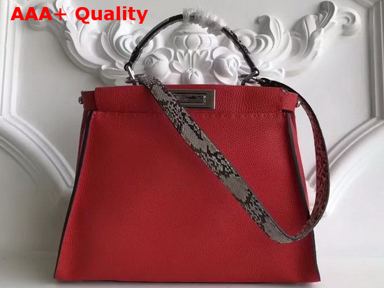 Replica Fendi Peekaboo Selleria Handbag in Red with Python DetailsReplica