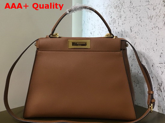 Fendi Peekaboo Regular Handbag in Brown Calfskin Replica