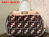 Fendi Peekaboo Regular Handbag in Pink Sheepskin with FF Motif Replica