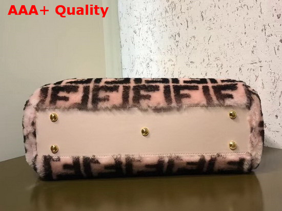 Fendi Peekaboo Regular Handbag in Pink Sheepskin with FF Motif Replica