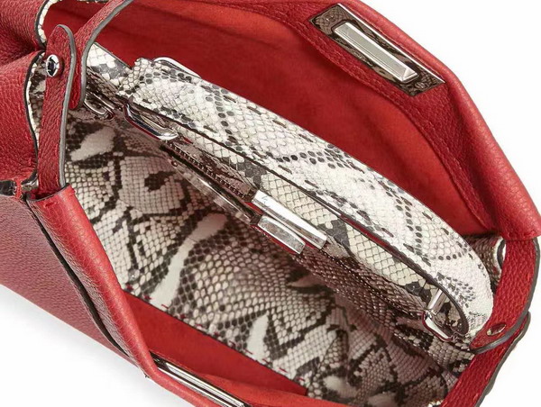 Fendi Peekaboo Regular Handbag in Red Calfskin and Snakeskin For Sale