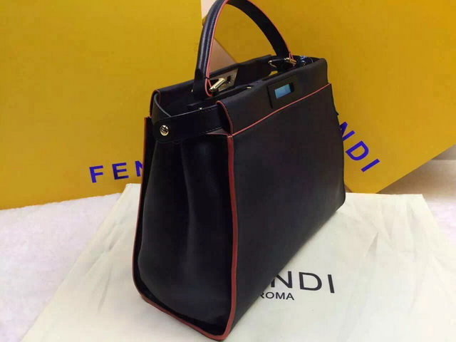 Fendi Peekaboo Regular Handbag in Smooth Black Calfskin for Sale