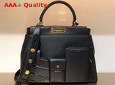 Fendi Peekaboo Regular Pocket Handbag in Black Calf Leather Replica