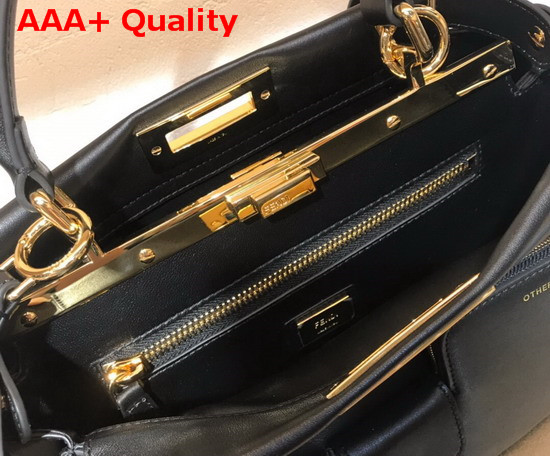 Fendi Peekaboo Regular Pocket Handbag in Black Calf Leather Replica