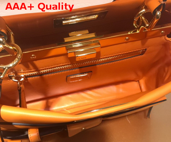 Fendi Peekaboo Regular Pocket Handbag in Orange Calf Leather Replica