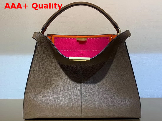 Fendi Peekaboo X Lite Large Handbag in Brown Romano Leather Replica