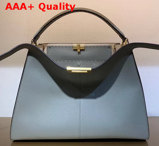 Fendi Peekaboo X Lite Large Handbag in Light Blue Romano Leather Replica