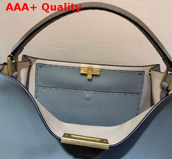 Fendi Peekaboo X Lite Large Handbag in Light Blue Romano Leather Replica