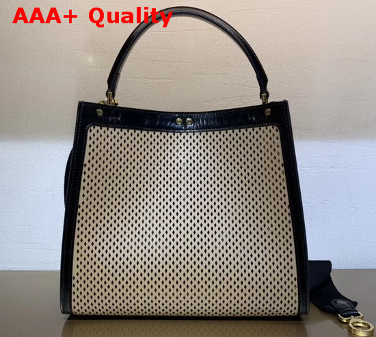 Fendi Peekaboo X Lite Medium Bag in Beige Perforated Calf Leather Replica