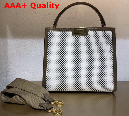 Fendi Peekaboo X Lite Medium Bag in White Perforated Calf Leather Replica