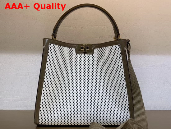 Fendi Peekaboo X Lite Medium Bag in White Perforated Calf Leather Replica