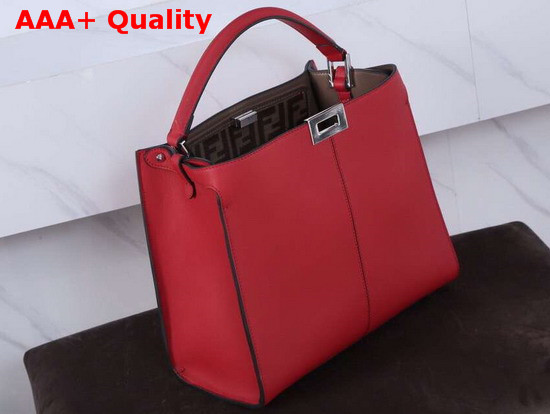 Fendi Peekaboo X Lite Regular Handbag in Red Calfskin Replica