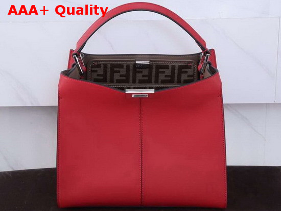 Fendi Peekaboo X Lite Regular Handbag in Red Calfskin Replica