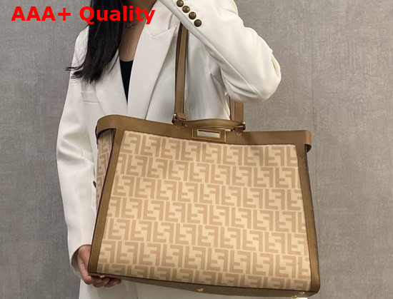 Fendi Peekaboo X Tote Beige FF Wool Bag Replica