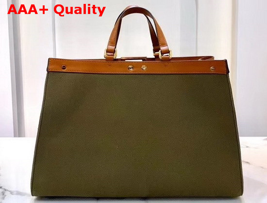 Fendi Peekaboo X Tote Green Canvas Shopper Replica