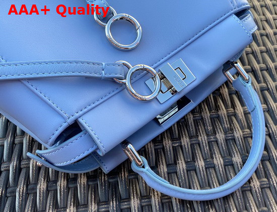 Fendi Peekaboo XS Blue Nappa Leather with Silver Hardwares Replica