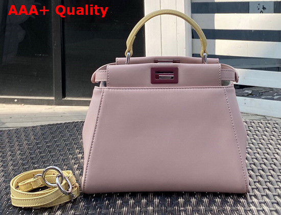 Fendi Peekaboo XS Pink Contrast Yellow Nappa Leather Replica