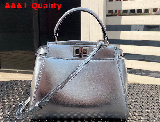 Fendi Peekaboo XS Silver Nappa Leather Replica