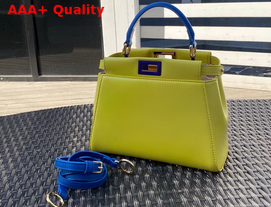 Fendi Peekaboo XS Yellow Contrast Blue Nappa Leather Replica