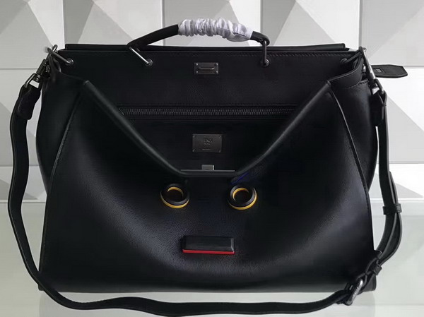 Fendi Peekaboo in Black Roman Leather with Fendi Face For Sale