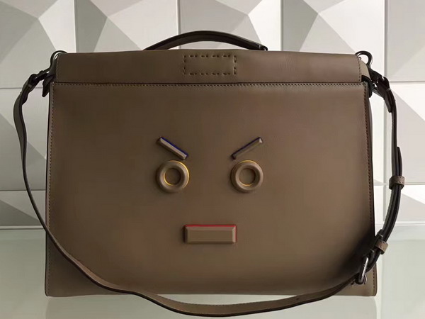 Fendi Peekaboo in Tan Roman Leather with Fendi Face For Sale