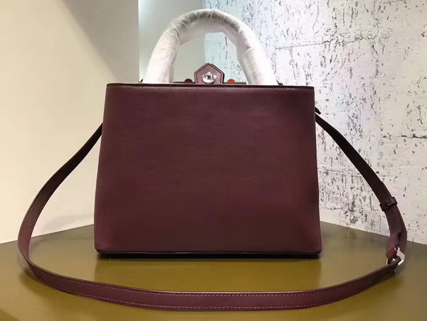 Fendi Petite 2Jours Shopper Bag in Burgundy Leather with Flowers For Sale