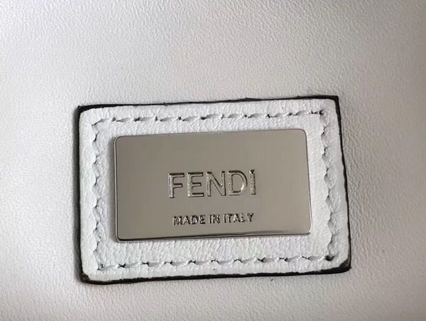 Fendi Petite 2Jours Shopper Bag in White Leather with Flowers For Sale