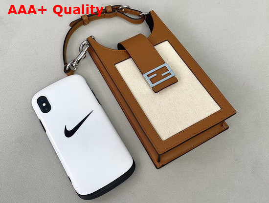 Fendi Phone Bag Beige Canvas Smartphone Holder Replica