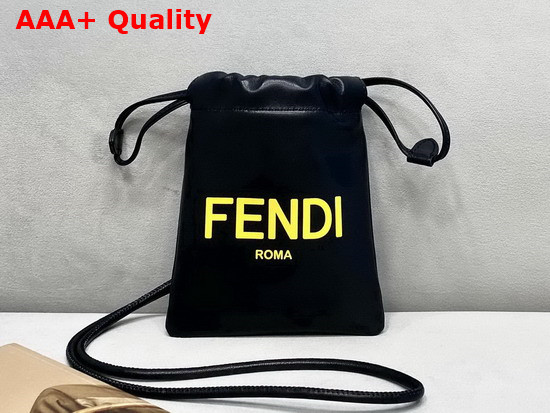 Fendi Phone Pouch Black Nappa Leather Pouch Replica