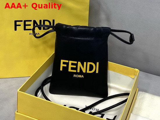 Fendi Phone Pouch Black Nappa Leather Pouch Replica