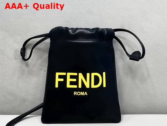 Fendi Phone Pouch Black Nappa Leather Pouch Replica