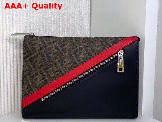 Fendi Pouch Black Leather and Canvas for Men Replica