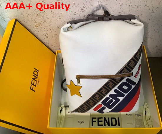 Fendi Rectangular Backpack in White Calf Leather with Fendi Patch Replica