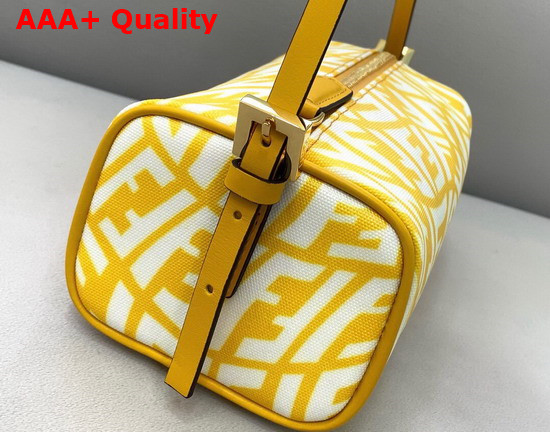 Fendi Rectangular Shaped Mini Bag Made of Glazed Canvas with Yellow and White FF Vertigo Graphic Print Replica